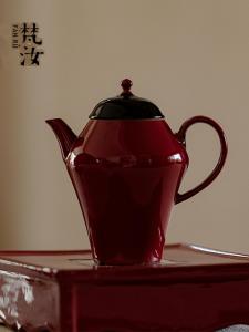 Fanyu Chinese Style Red Clay Tea Pot Vintage Single Pot Japanese Style Thick Earthenware Ball Hole Tea Brewing Pot