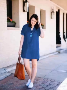 D#8020 Denim Dress Plus Size Long Back Short Sleeve Dress for women