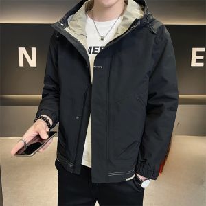 ROMON | Lormen Mens Hooded Jacket Autumn Winter New Thickened Warm Windproof Workwear Short Style Fleece Lined Fashionable Jacket