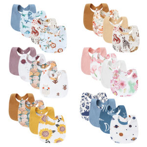 4Pcs Newborn Bibs Set 100% Cotton Baby Saliva Towels for Girls Boys Infant Accessories Toddler Apron Kids Bib Burp Cloths