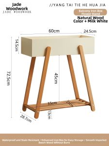 Solid Wood Moveable Flower Rack for Living Room and Balcony