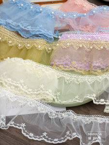 Vải Ren Gấp Ba Lớp Rộng 8cm Thủ Công Thêu Ren Trang Trí Cho Đồ Chơi Búp Bê Lolita Vải Thủ Công DIY Phụ Kiện