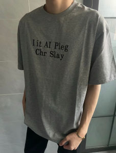 American Gray Heavy Weight Letter Print Short-Sleeve T-shirt Men and Women Loose Oversize Couple Trendy Brand Summer Tops