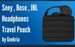 Geekria NOVA Headphones Puffy Pouch for JBL Tour One M3 Bose QC Ultra Sennheiser PXC 550-II Soft Shell Replacement Protective Travel Carrying Bag with Cable Storage (Black)