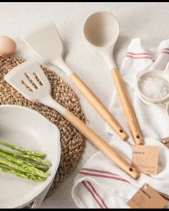 Silicone Non-Stick Cooking Kitchen Utensils Set Wooden Handle Kitchen Toolsheat Resistant