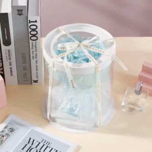 Elegant Transparent Clear Gift Box with Embossed Rose Design for Special Occasions