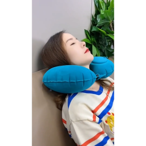 Gối cổ chữ U tự động bơm hơi cho du lịch & văn phòng (Di động & tiện dụng)-CA666