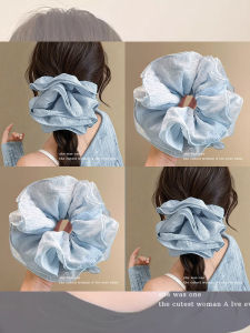 NING ZHOU | Pleated Bubble Large Blue Hair Band