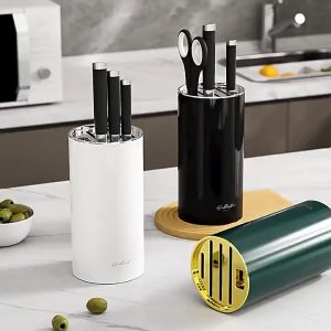 【Woody】 Kitchen Knife Holder for Safe Knife Storage Countertop Organizer Universal Knife Block with Scissor Holder