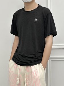 Huiyige Summer Mens Short Sleeve T-Shirt round Neck Quick Dry Super Elastic Slim Fit Sport Shirt Casual Standard Edition