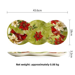 Creative Christmas Red Bird Hand-painted Ceramic Tray