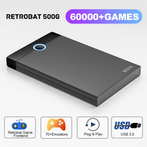 KINHANK Super Console X Retrobat Gaming HDD 500G with 60000 Games for 70 Emulators PS2/PS1/PSP/DC/N64 Plug and Play for Windows