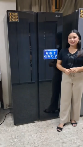 Markes Refrigerator 15.7 Cu.ft. INVERTER - 2 Door Side-by-Side (MRSSI-460SBG) - BLACK GLASS DOOR