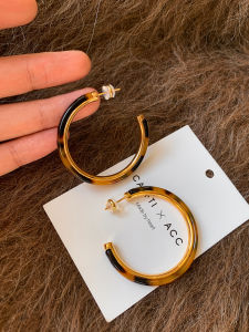 CAFFTI | Silver Vintage Tortoiseshell Leopard Print Hoop Earrings