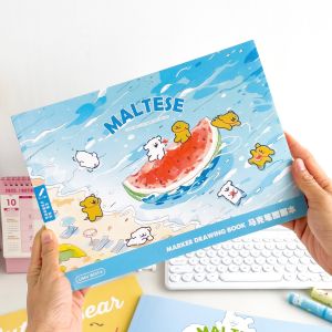 Cartoon Line Dog Sketchbook Cute Art Student Blank Drawing Book High Aesthetic Value Bear Design Sketch Pad for Artists