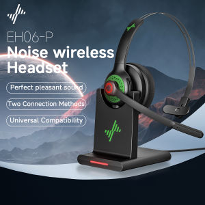 JIAMQISHI EH06 Bluetooth Wireless Headset with Mic for Work Call Center Headphones with USB Dongle Mute for PC/Computer/Laptop