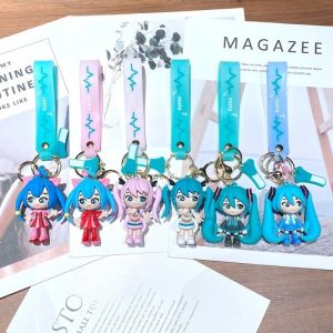 Hatsune Miku Keychain Anime Character Keychain Cartoon Cute Pendant Cute Doll Car Backpack Pendant Girl Boy Birthday Gift
