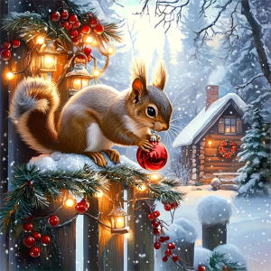 HUACAN Diamond Mosaic Squirrel Winter Snow Painting Sale Full Square Round Drill Hobby Creative Home Decor Items