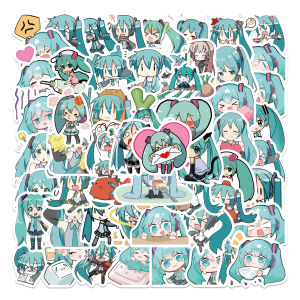 Bandai | 50PCS Cartoon Chibi Cute Miku Graffiti Stickers for Luggage Laptop Ipad Skateboard Gift Mobile Phone Car Stickers