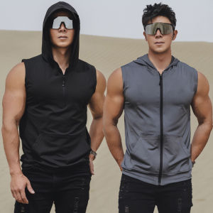 MuscleWear |Quick Drying Mens Sleeveless Hooded Vest for Sports