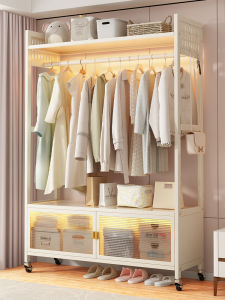 Space Saving Floor Mounted Clothes Hanger for Women Bedroom Organizer Mobile Coat Rack No Assembly Required Modern Style