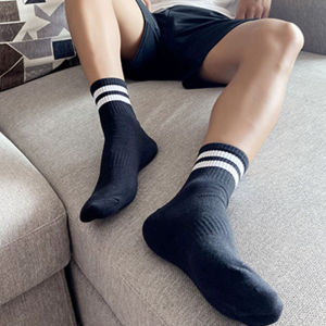 Pure Cotton White Socks Mens Mid-Calf Summer Style Mens Long Socks Stripe Pattern Sports Function All Seasons Cotton Socks