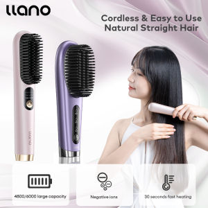 Llano ที่ยืดผมตรงไร้สายแปรงยืดผมควบคุมอุณหภูมิแบบไร้สายสไตล์หวีผมประจุไฟฟ้าลบขนาดเล็กพกพาได้