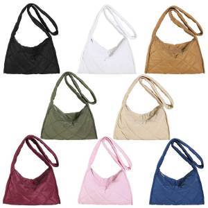 11THWomen Puffy Crossbody Bag Large Capacity Padding Sling Bag Soft Lightweight Solid Color Female Outdoor Shopping Bag