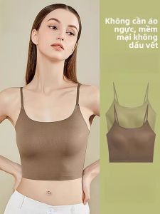 MiiOW | Áo ba lỗ Ice Silk không dây liền thân cho nữ mùa hè mỏng liền mạch kiểu dáng lưng đẹp đồ lót trong suốt màu trơn