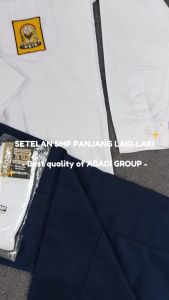 setelan seragam sekolah putih biru smp laki-laki panjang kelas 1-3