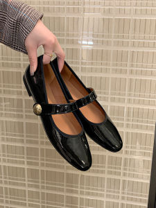 รองเท้า Mary Janes ทรงส้นแบนแบบสวมสำหรับผู้หญิง หนังวัวชั้นดี พื้นยาง สวมใส่สบาย ทรงส้นแบน ทรงสี่เหลี่ยมมน สำหรับใส่ไปทำงาน