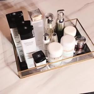 Glass storage box tray jewelry and cosmetics organizer showcases edging portable and lightweight home decoration