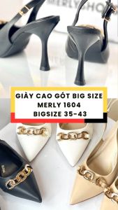 Giày Cao Gót Trắng Mũi Nhọn Bigsize 35-43 Merly 1604