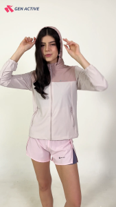 GEN ACTIVE Jaket Olahraga Wanita Hoodie Lengan Panjang Jaket Outdoor Cewek Sport Running Gym Fitness