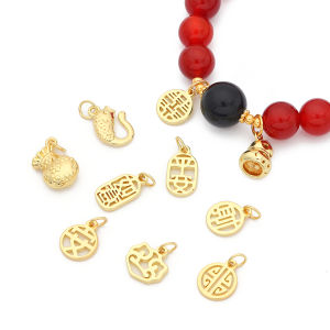 1pc/bag 14K Gold Plated High Quality Chinese Lucky Amulet Charms Pendant for DIY Making Bracelet Necklace Jewelry  Accessories