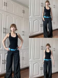 Áo Ba Lỗ Không Tay Màu Đen Phong Cách Mỹ Cho Nữ Mùa Hè Áo Khoác Ngoài Rộng Rãi Dây Đeo Vai Rộng Che Phủ Mỡ Phụ Mặc Trong