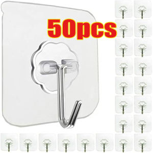 Transparent Self Adhesive Wall Hooks Hangers Key Holder Towel Holder Bathroom Organizer Rack Kitchen Strong Adhesive Wall Hooks