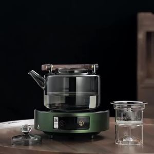 JUSTINLAU Glass Teapot 1300ML Integrated Steaming and Boiling Teapot Thickened Filter Kung Fu Tea Set for Electric Pottery Stove