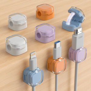 8-piece set of color magnetic charger office desk cable clip sunlight colored USB charging cable organizer magnetic plug hook