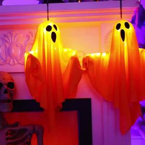 Đèn LED Ma Treo Trang Trí Halloween Ngoài Trời Đồ Trang Trí Nhà Cửa Đạo Cụ Kinh Dị Bằng Vải Đèn Treo Cho Quán Bar Nhà Cửa