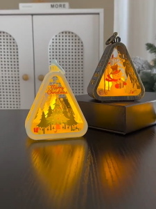 Christmas Night Light Elk Deer Triangle Lantern Pendant Eve Desktop Ornament Bedroom Halloween Gift
