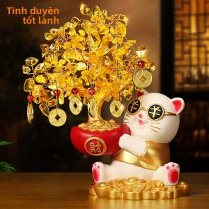 Ji Shanyuan | Quà Tặng Trang Trí Mèo May Mắn và Cây Tài Lộc