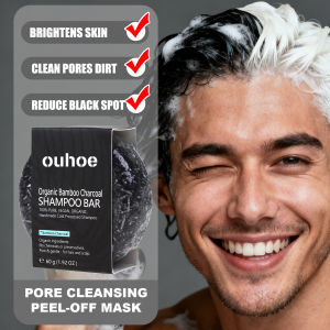 OUHOE | OUHOE 60g Bamboo Charcoal Shampoo Soap Restore Black Hair Glossy Remove Dirt Keep Hair Healthy Refreshing & Non-Greasy Rich Foam