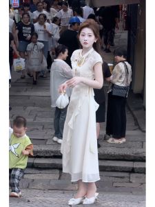 New Chinese Style Machine Embroidery Blouse + Georgette Slip Dress Set 2024 Summer Fairy Embroidery Set