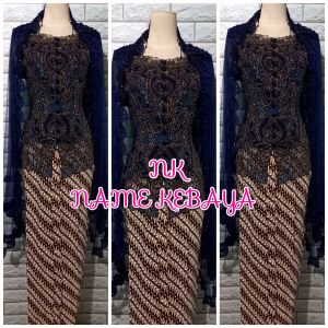 set kebaya pesta kebaya mavy + longtorso + rok dan slendang mutiara