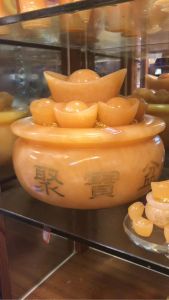 Natural Yellow Jadeite Wealth Attraction Bowl Decorative Ornaments Living Room Entrance Decorations Chinese Style Stone Sculpture