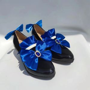 Giày Cao Gót Cosplay God of Water Blue Butterfly Knot Little Leather Shoes Phong Cách Fairy Tail Game Character One Dimensional
