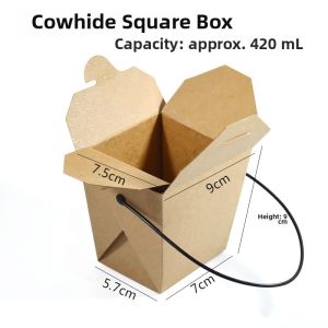 Disposable Handheld Kraft Paper Food Packaging Box Takeaway Rice Bowl Noodles Pasta Container Chinese Restaurant Delivery Box