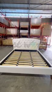 Best ANGEL CF 8683 Bed Frame of PU White / Grey - Queen / King size