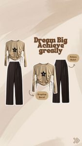 Satu Set Gaya Korea 2in1 (Crop Top Wanita Rib Knit Tali Serut & Loose Pants Cringkle Premium Anti Kusut) - KA013